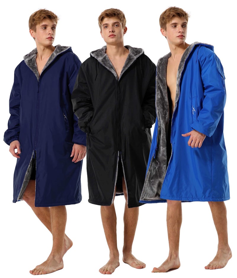 Adoretex Unisex Adults & Youth Faux Fur Lining Swim Parka (PK003) - Black - Adult - Small - Image 1
